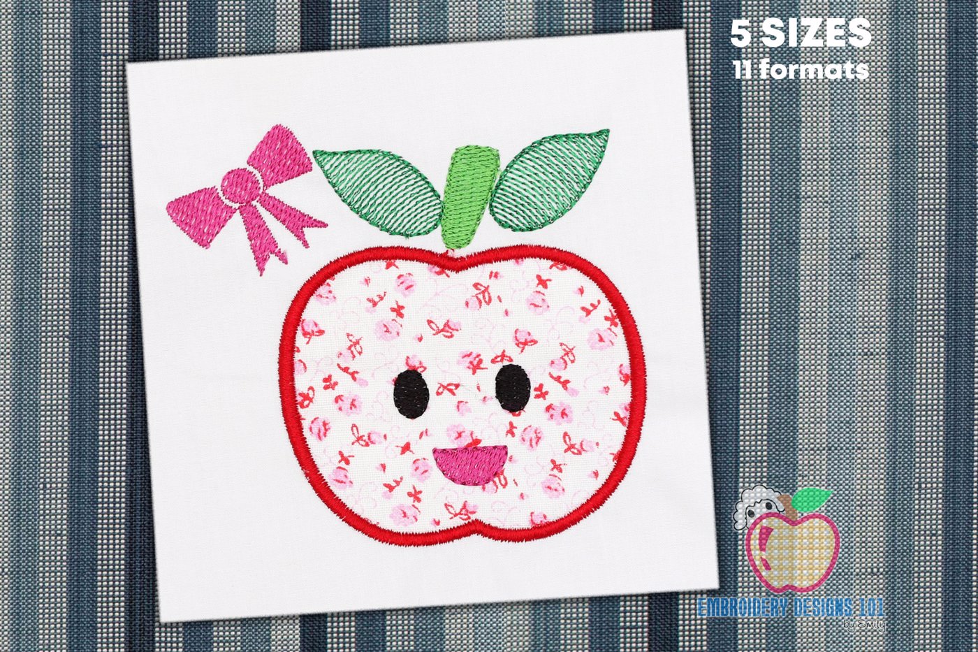 Apple with Bow Applique for Kids