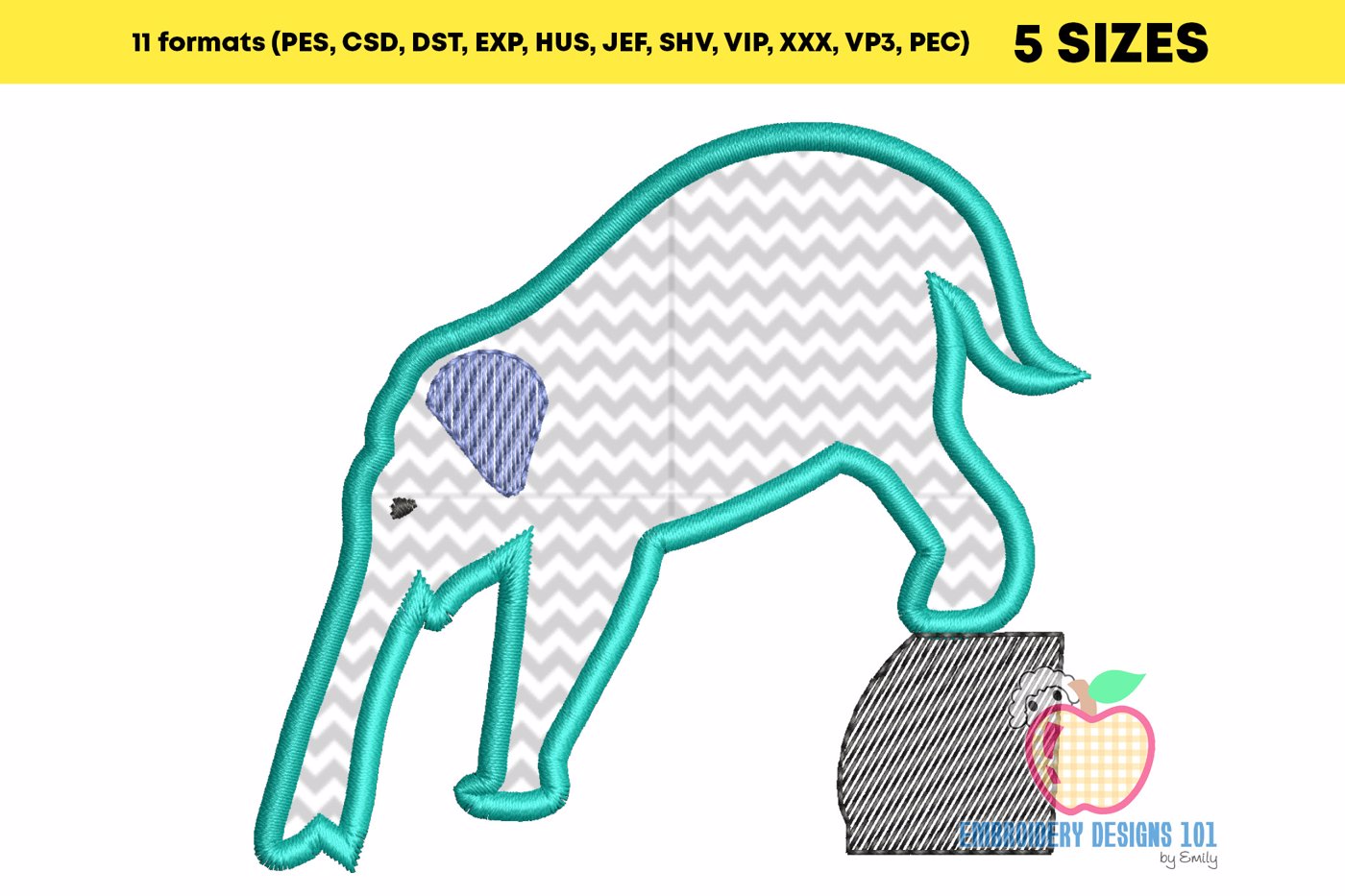 Elephant on Rock Applique Pattern