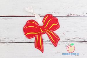 Red Gift Bow In The Hoop Ornament