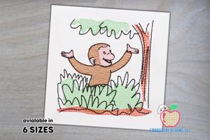 Curious George Monkey Sketch Embroidery