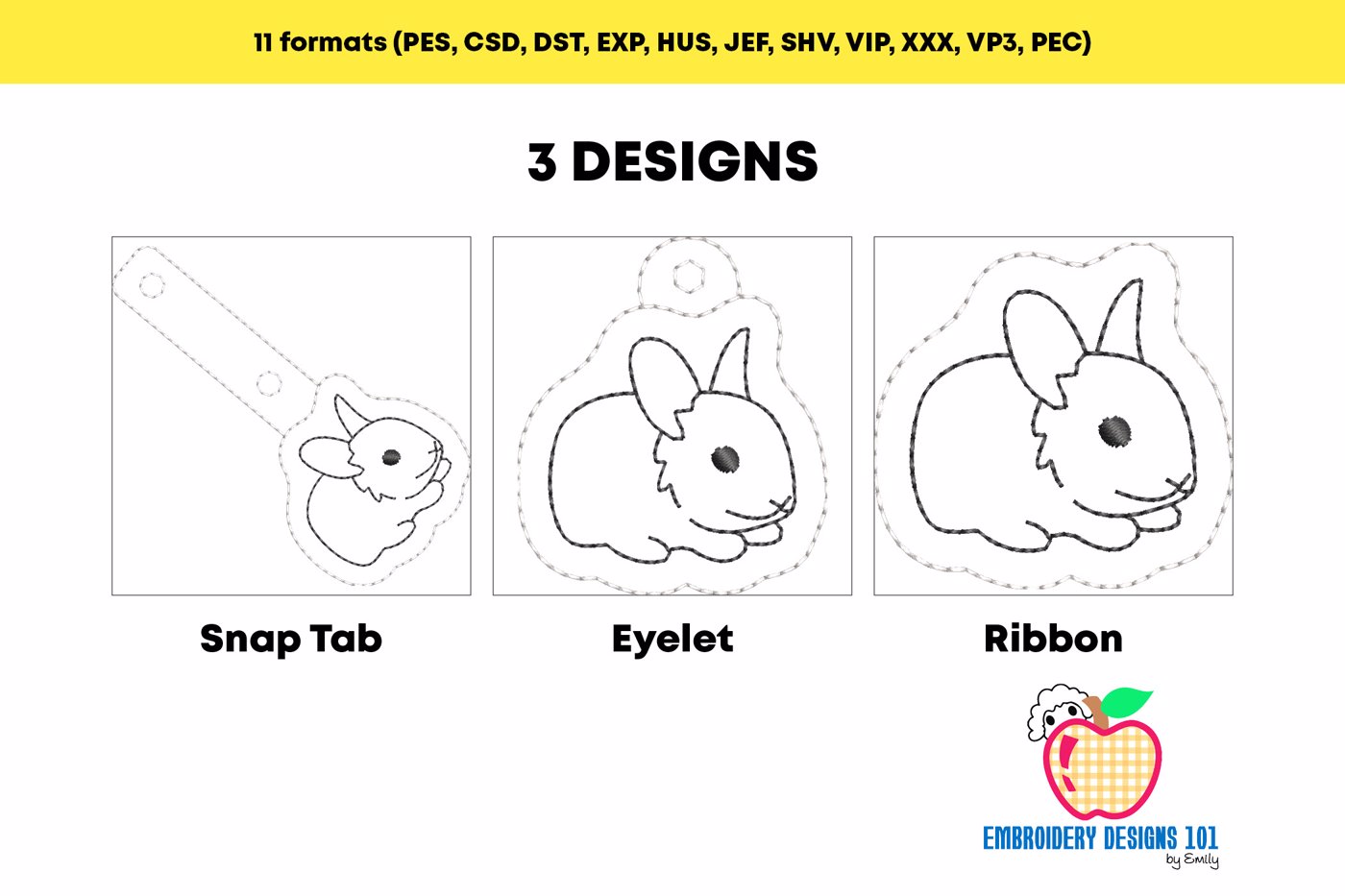 Dwarf Rabbit ITH Keyfob Design