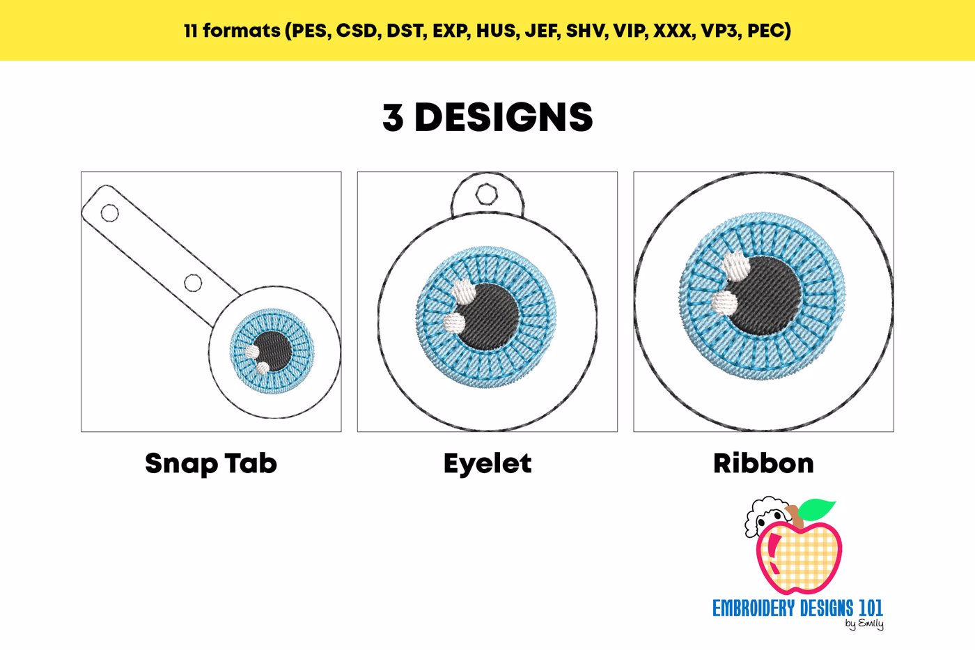 Eye Shape ITH Snaptab Keyfob Design