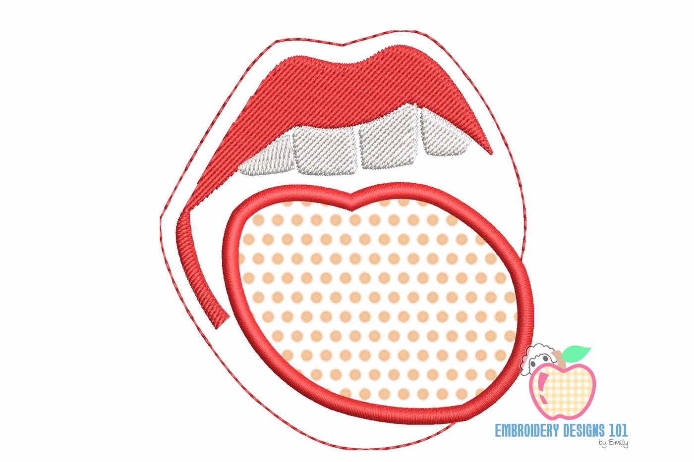 Lips and tongue Applique Design
