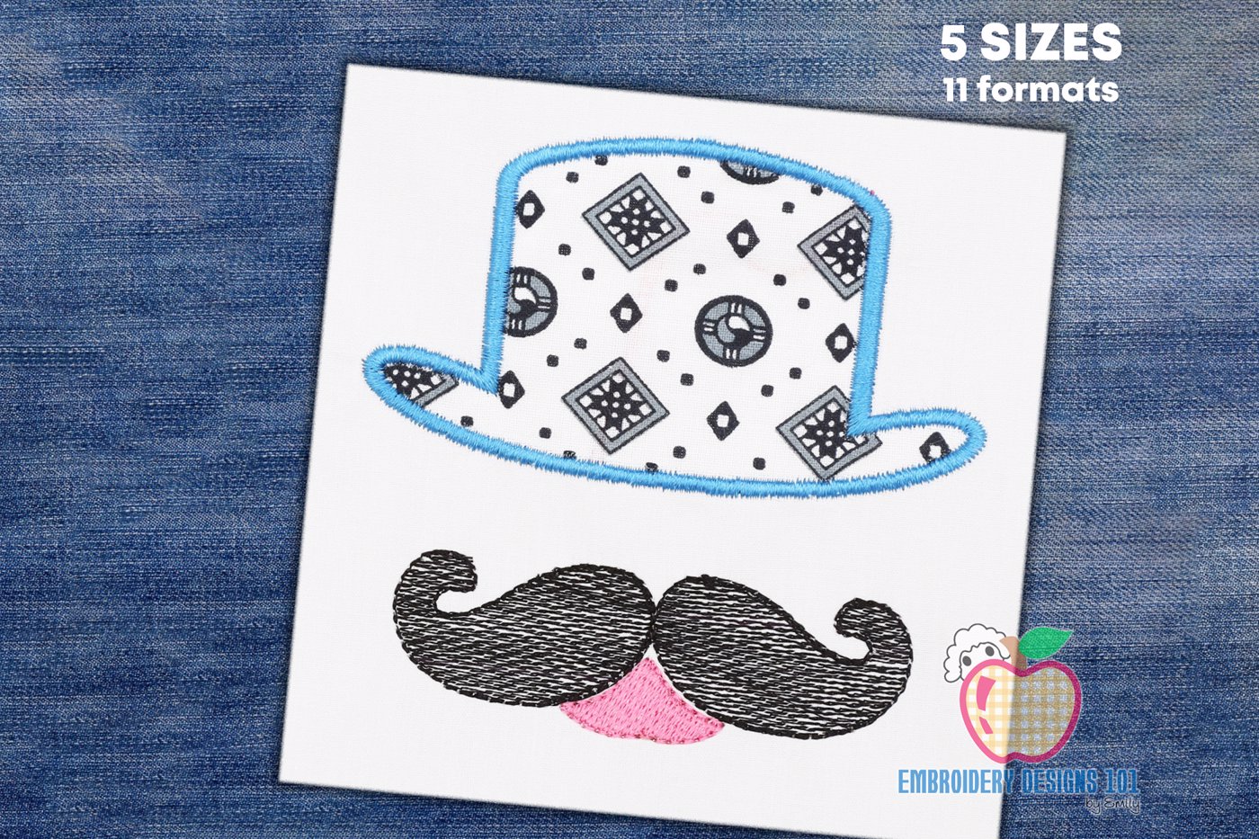 Mustache And Hat Applique