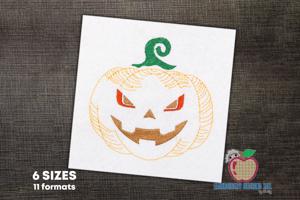 Cute Halloween Pumpkin Sketch Embroidery