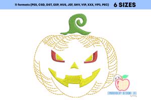 Cute Halloween Pumpkin Sketch Embroidery
