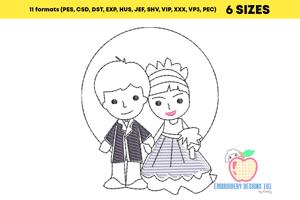 Wedding Couple Sketch Embroidery