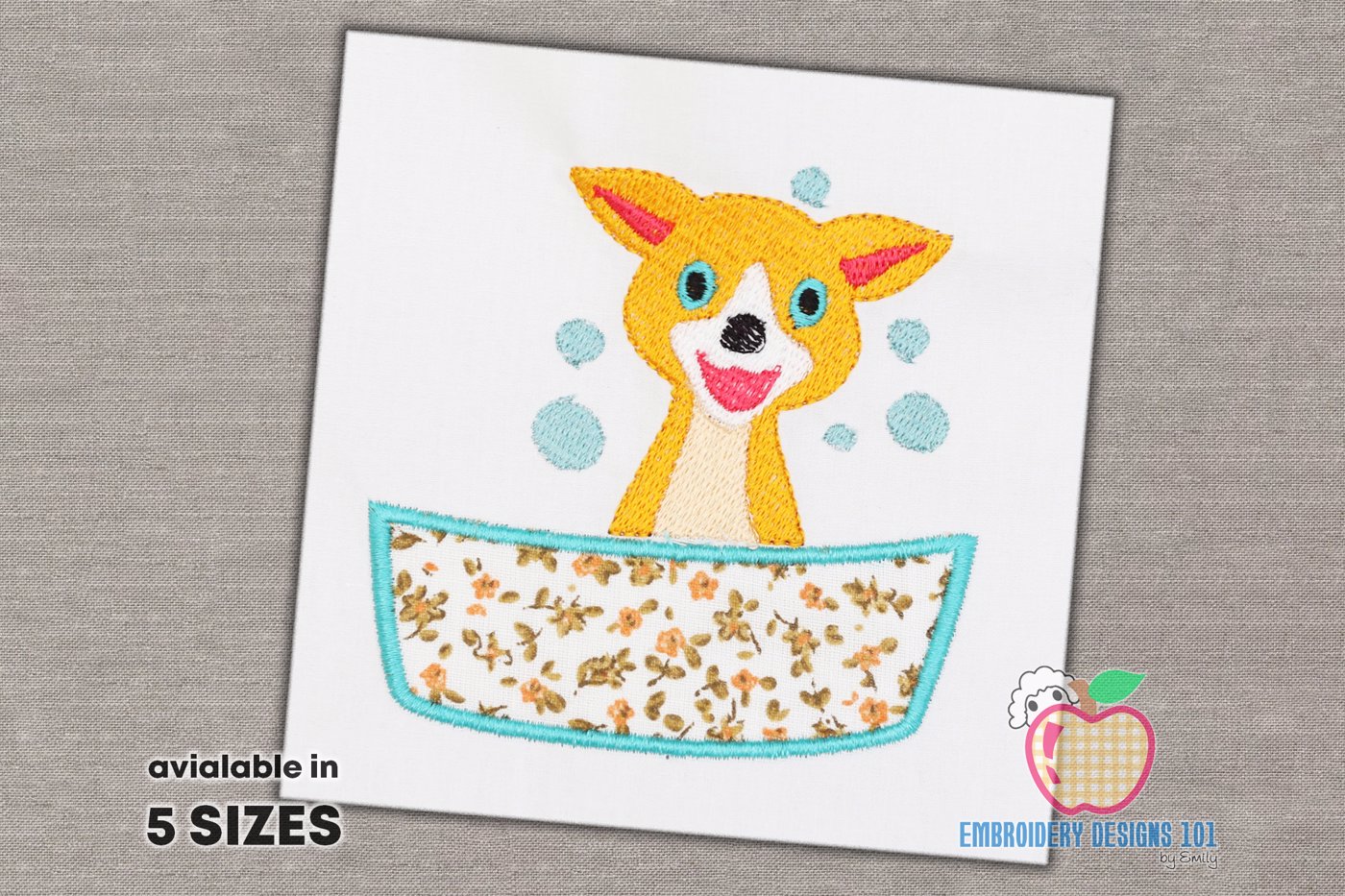 Cute Fox in Bathtub Applique