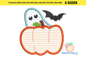 Ghost Behind Pumpkin Applique pattern