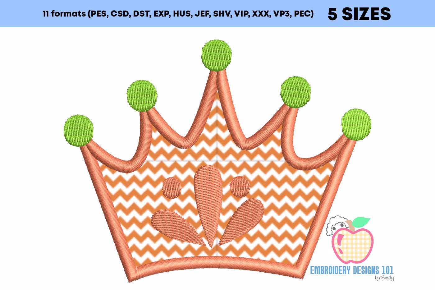 The Simple And Beautiful Crown Of Princess Embroidery Design