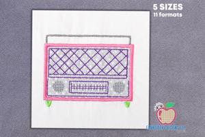Vintage Radio Applique Embroidery Design