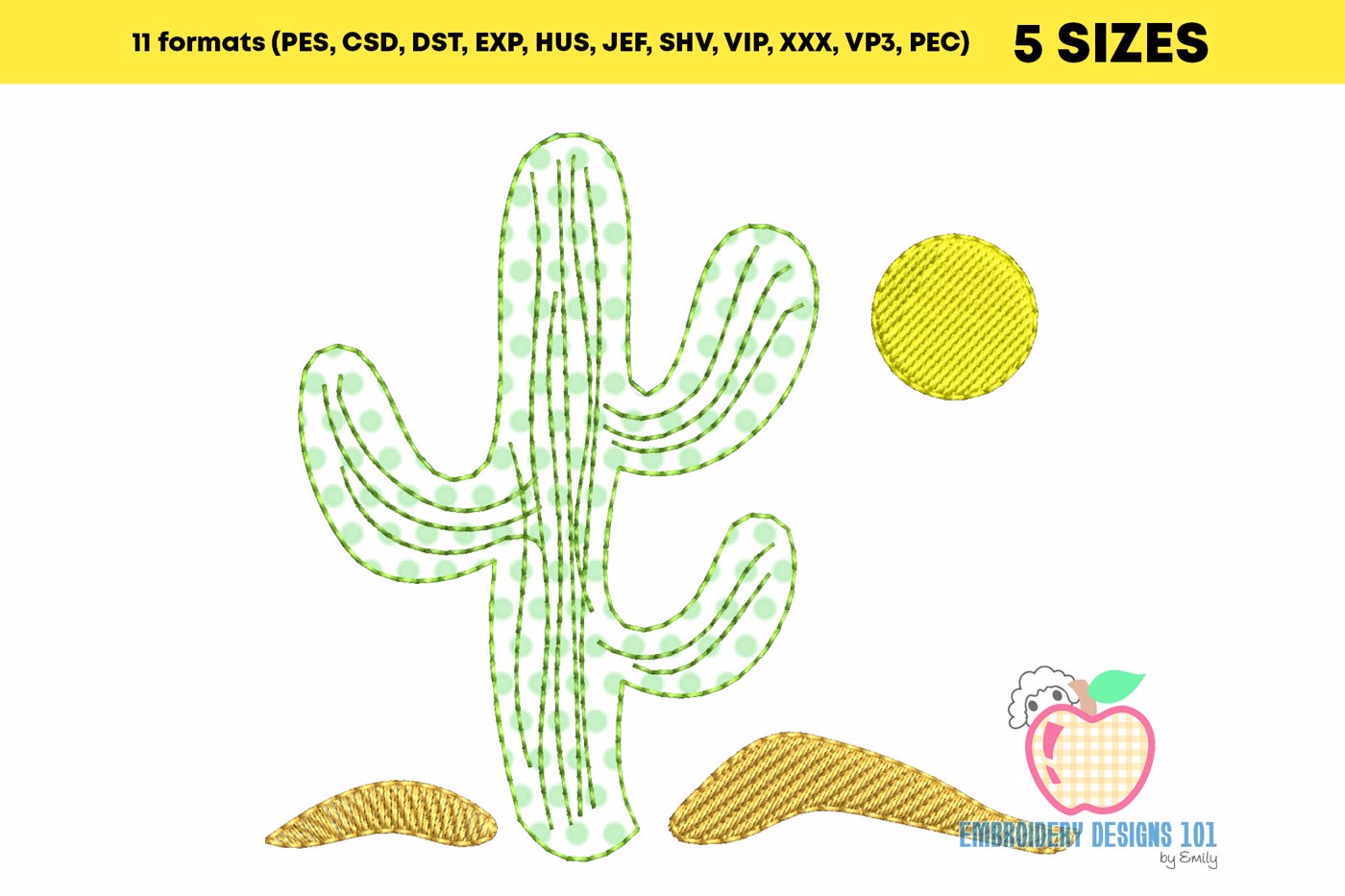 Cactus in Desert Embroidery Applique