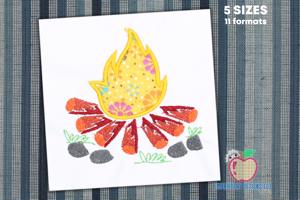 Campfire Embroidery Applique Designs