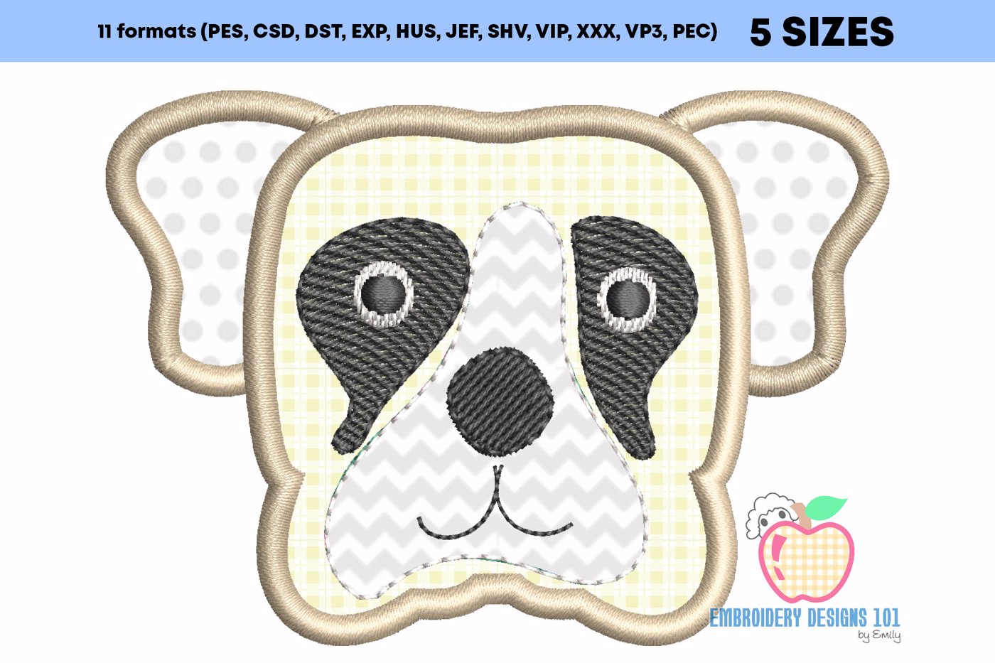 Dog Head Applique Design