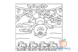 Monkey On The Tree In Jungle Bean Stitch