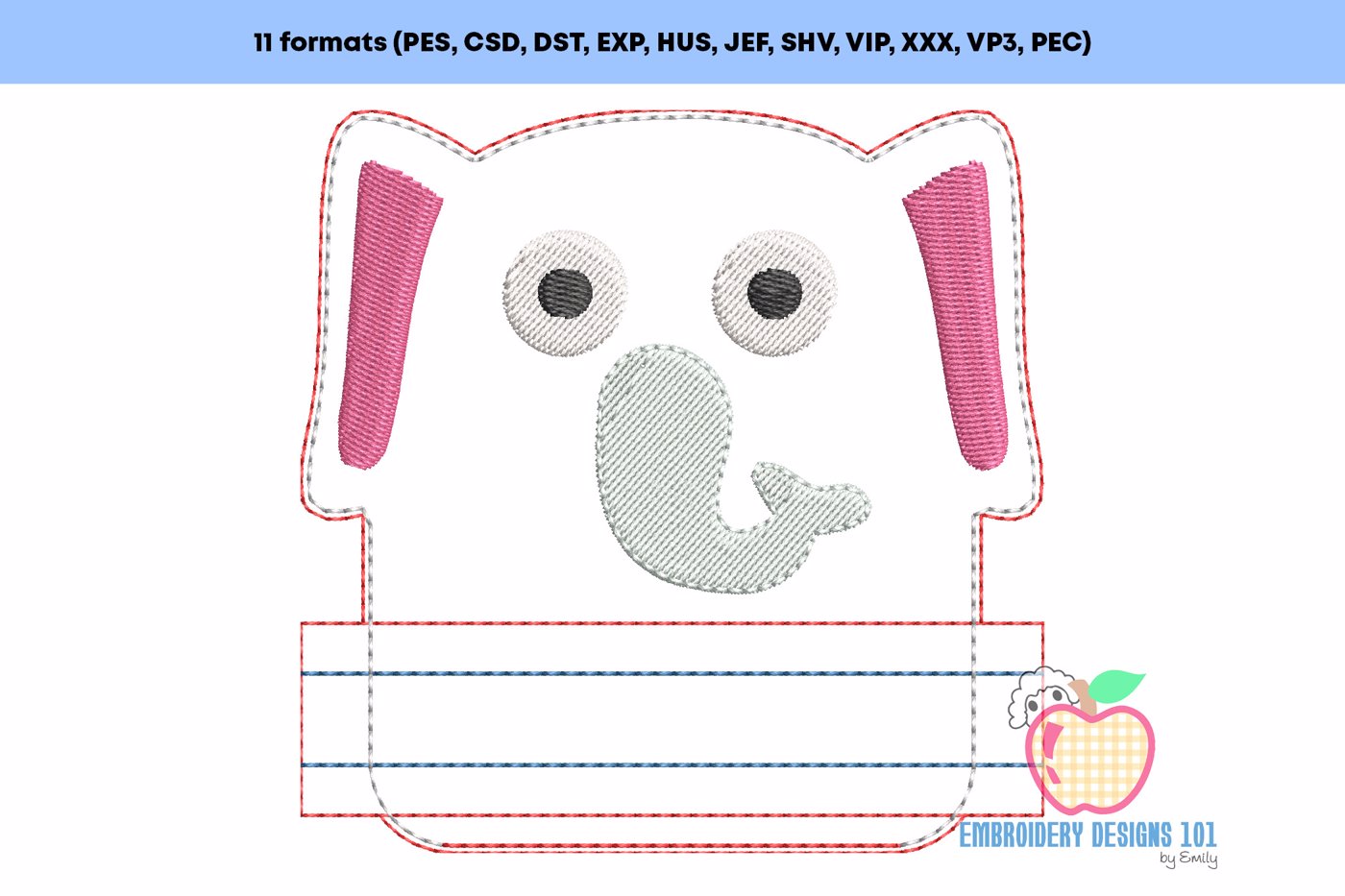 Baby Elephant In The Hoop Zipper Bag 4x4