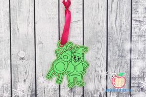 Cute Dancing Santa Claus with Reindeer In The Hoop Ornament