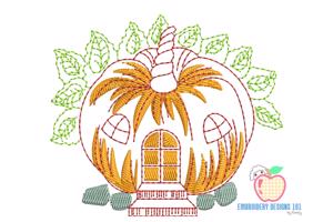 Pumpkin Castle Sketch Embroidery