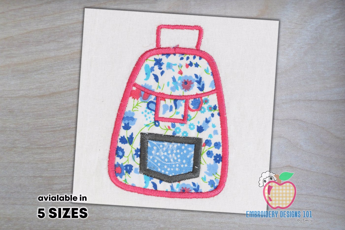 School Bag Pack Applique Pattern