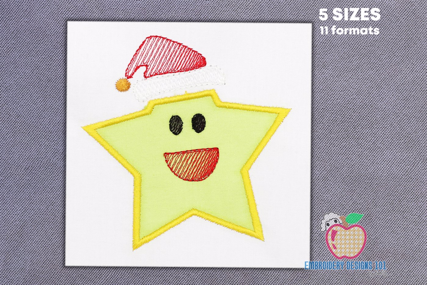 Santa Star Embroidery Applique Design