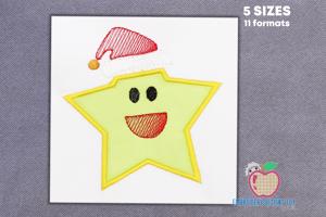 Santa Star Embroidery Applique Design