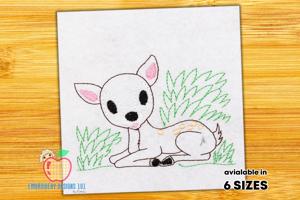 Whitetail Deer Sitting on Grass Quick Stitch