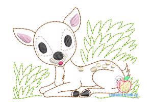 Whitetail Deer Sitting on Grass Quick Stitch