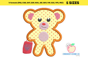 Huggy Bear with Giftbag Embroidery Applique