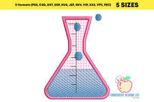 Chemistry Flask Applique Design