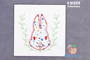Face Of Easter Bunny With The Swirls Applique