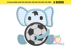 Elephant with Football Applique Design