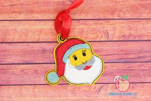 Cartoon Cheerful Santa Face In The Hoop Ornament