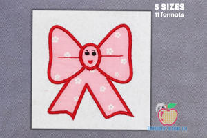 Bow with Smile Embroidery Applique