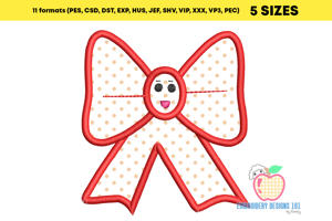 Bow with Smile Embroidery Applique