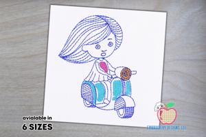 Girl Riding Motorcycle Quick Stitch