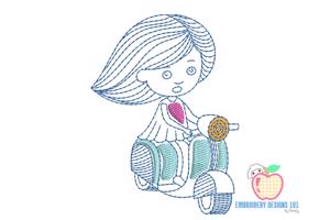 Girl Riding Motorcycle Quick Stitch