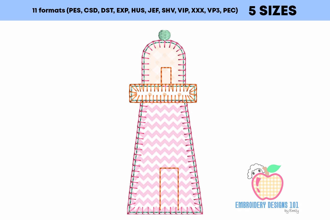 Light House Made With The Pink Color Applique