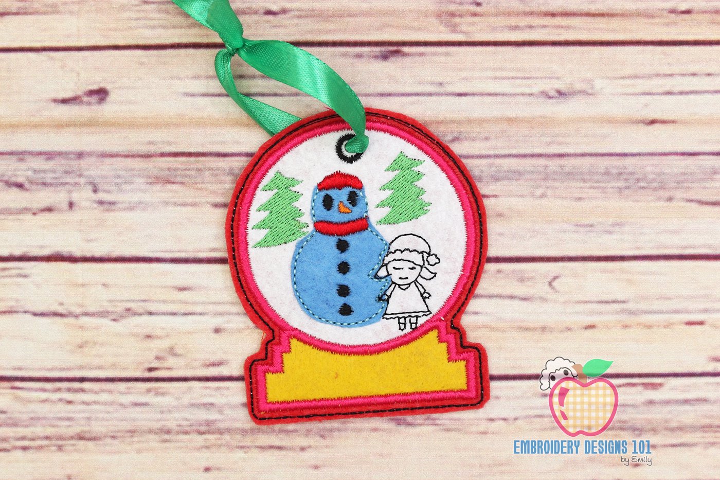 Snowman with Girl In The Hoop Ornament