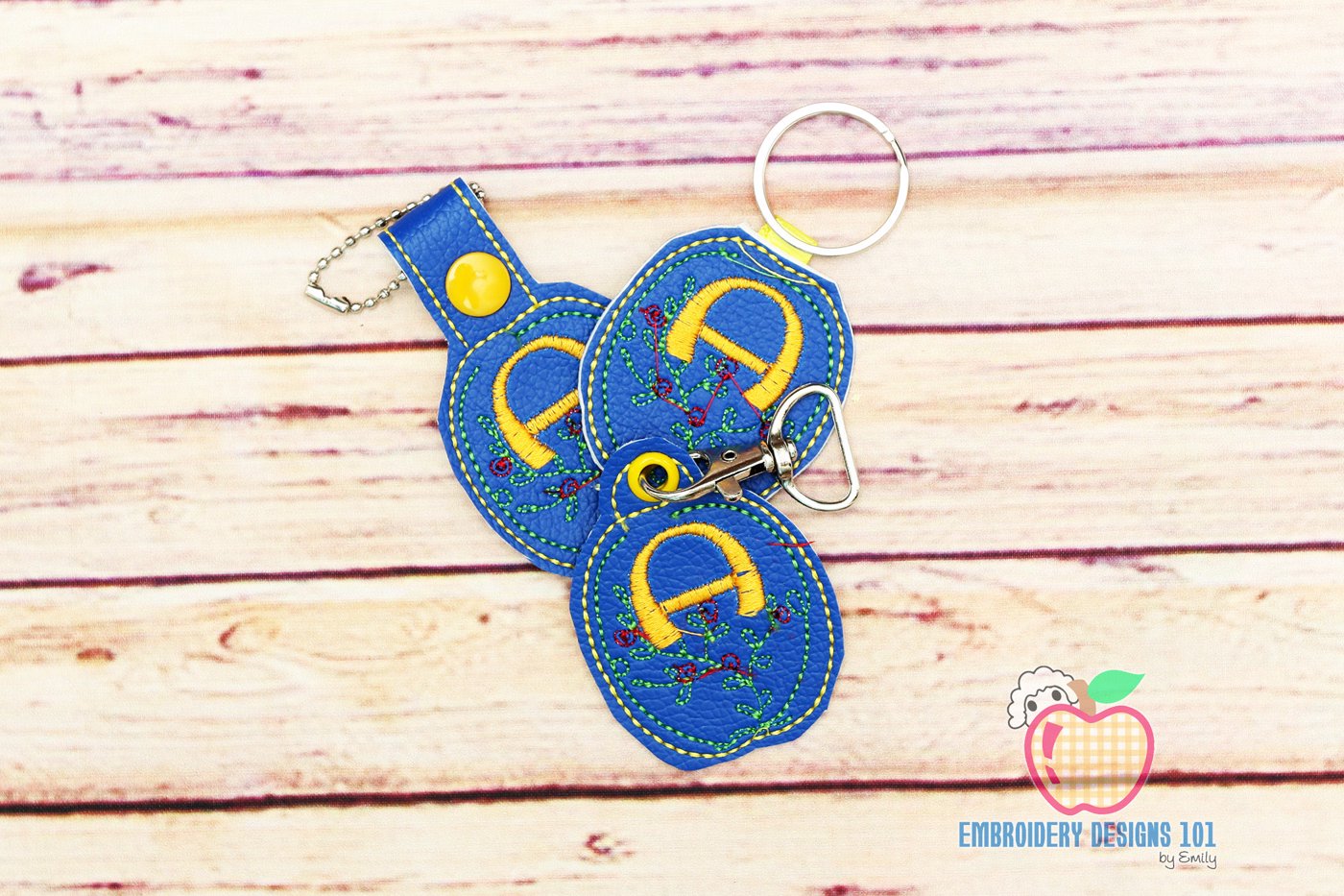 Letter A Floral Design ITH Keyfob Design