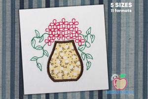 Spring Flowers in Pot Applique Design