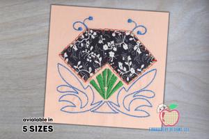 Floral frame Applique Embroidery Design