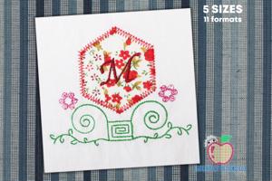 Applique Frame with Letter Hexagon Space