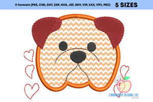 Applique Design Of Bulldog Love
