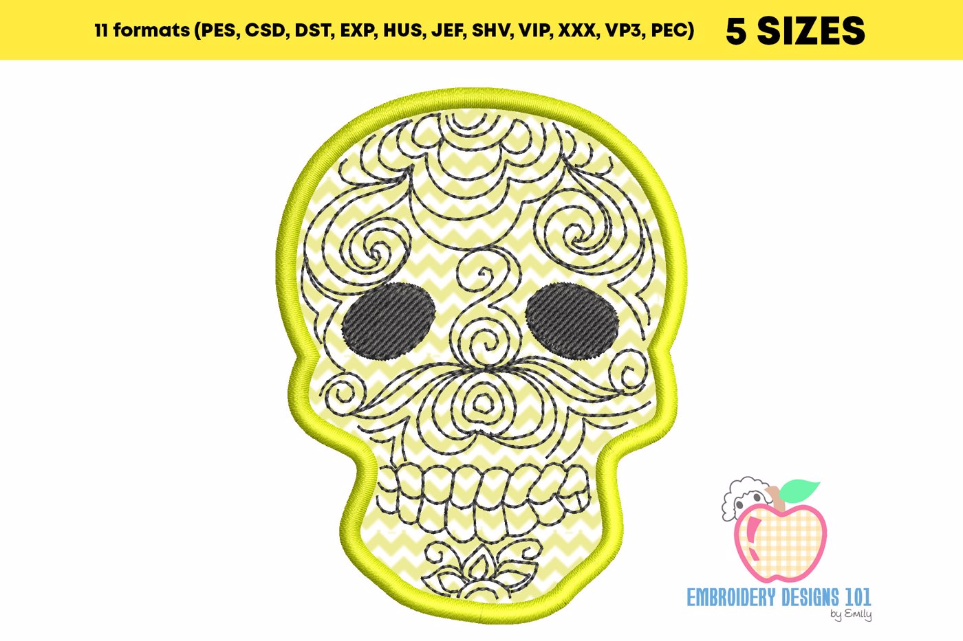 Decorated Skull Embroidery Design