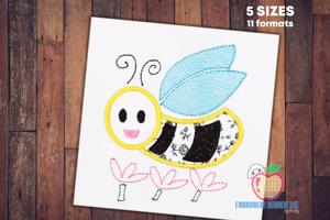 Mini Bee Flying Applique Design