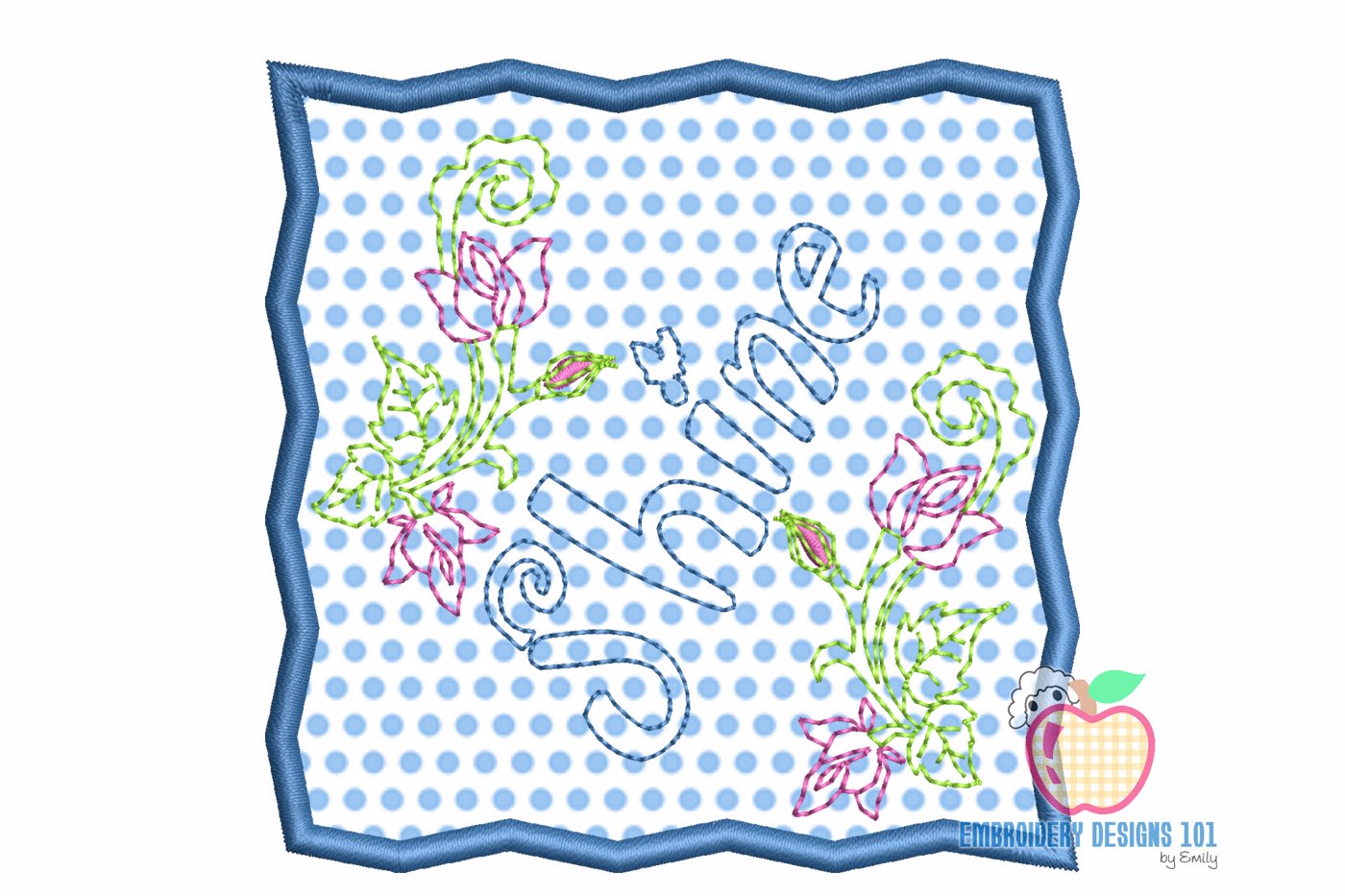 Shine Written Beautifully With Flowers Applique Pattern
