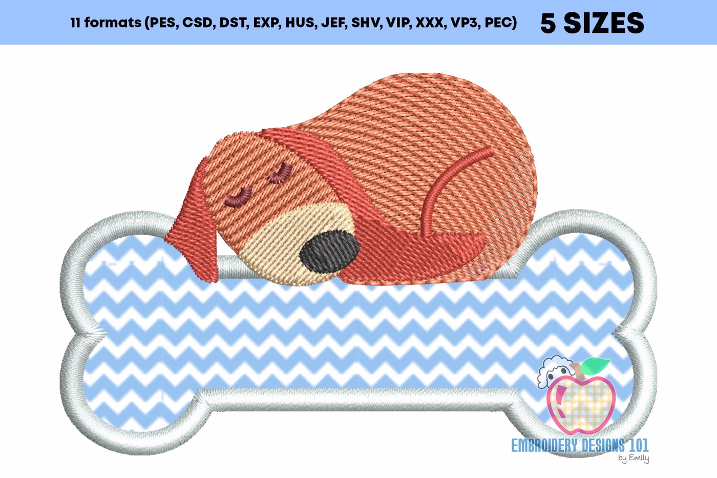 A Dog Sleeping On The Bone Applique Pattern