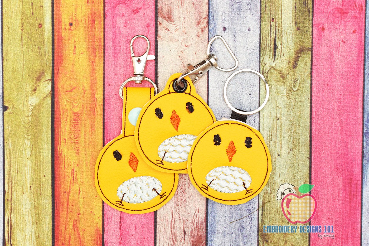 Cute Yellow Chick In The Hoop Keyfob
