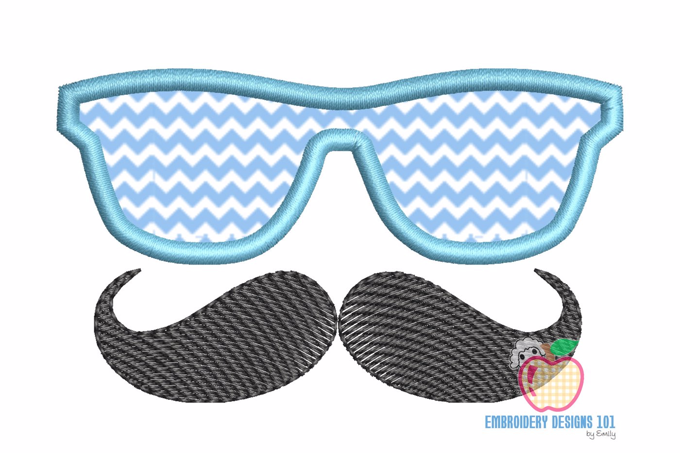 Mustache with Sunglasses Applique Pattern