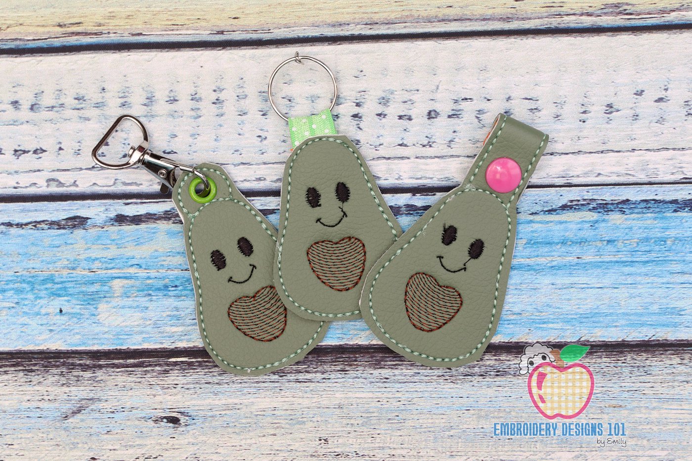 Cartoon Avocado  Keyfob Keychain ITH